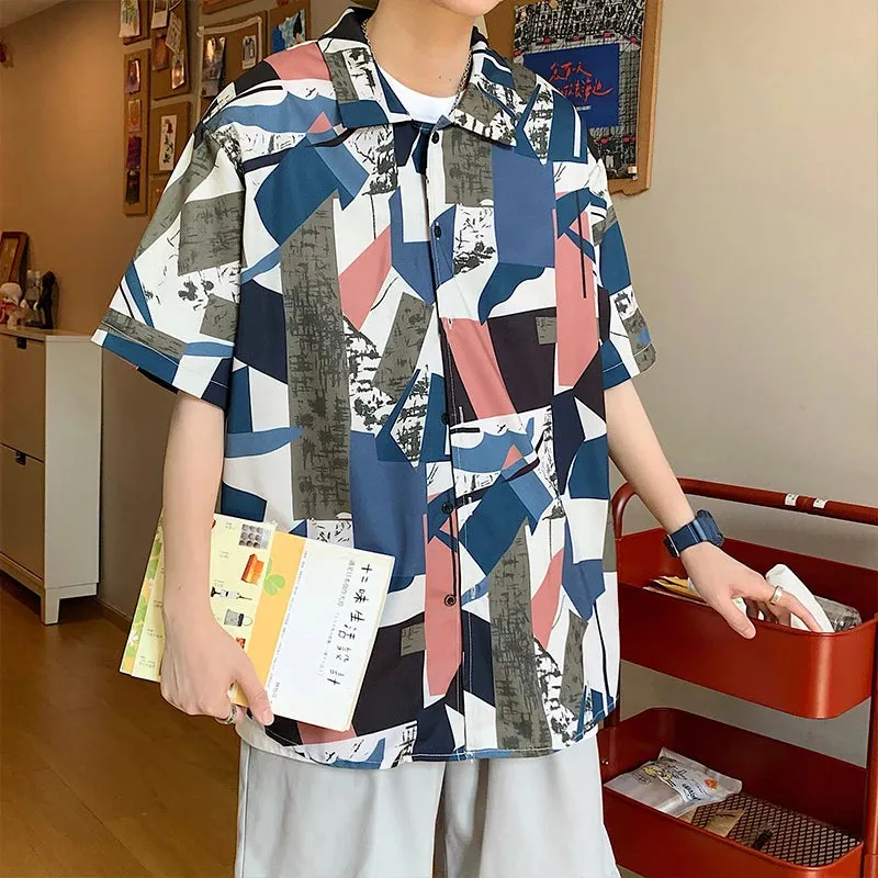 Wiaofellas  -  Hawaiian Beach Fashion Style Shirts Men's Short-sleeved Casual Shirts Seaside Vacation Clothes Loose Floral Tops H111