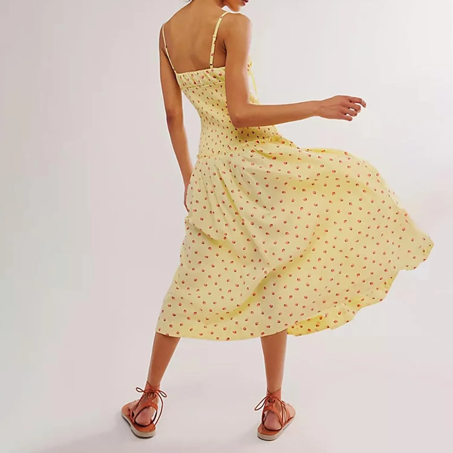Women Floral Maxi Dress Y2k Sleeveless Backless Spaghetti Strap A-Line Long Flowy Dress Summer Vacation Sundress