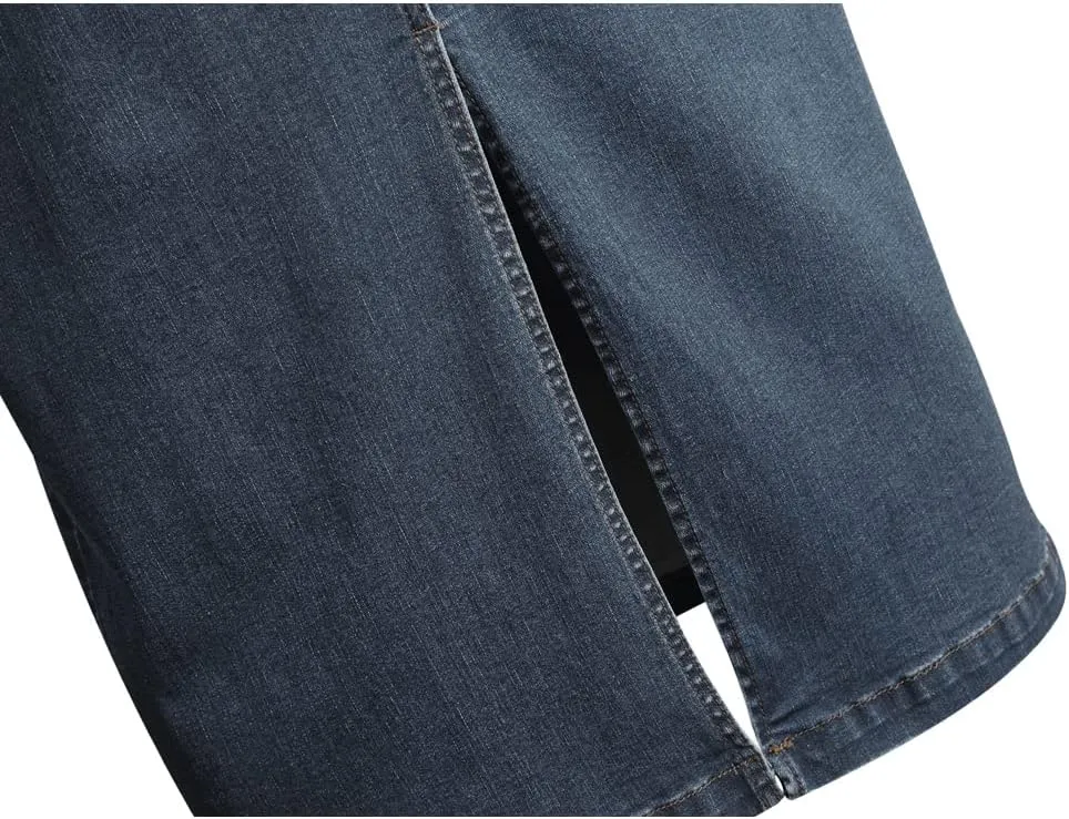 Women's Maxi Pencil Jean Skirt- High Waisted A-Line Long Denim Skirts for Ladies- Blue Jean Skirt