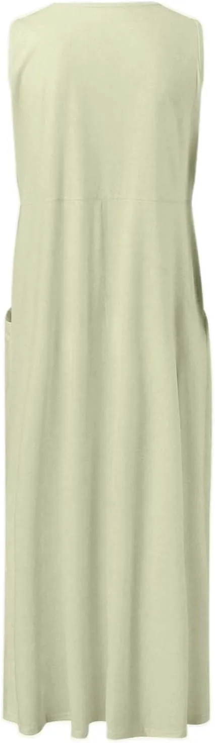 Womens Summer Maxi Dresses 2025 Loose Sleeveless Sundress Spaghetti Strap A-Line Flowy Vacation Maxi Long Dress