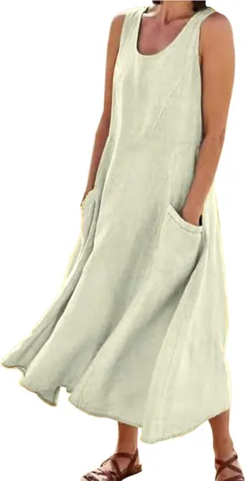 Womens Summer Maxi Dresses 2025 Loose Sleeveless Sundress Spaghetti Strap A-Line Flowy Vacation Maxi Long Dress