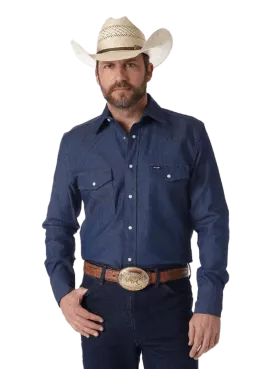 Wrangler Men's Cowboy Cut Denim Blue Work Shirt